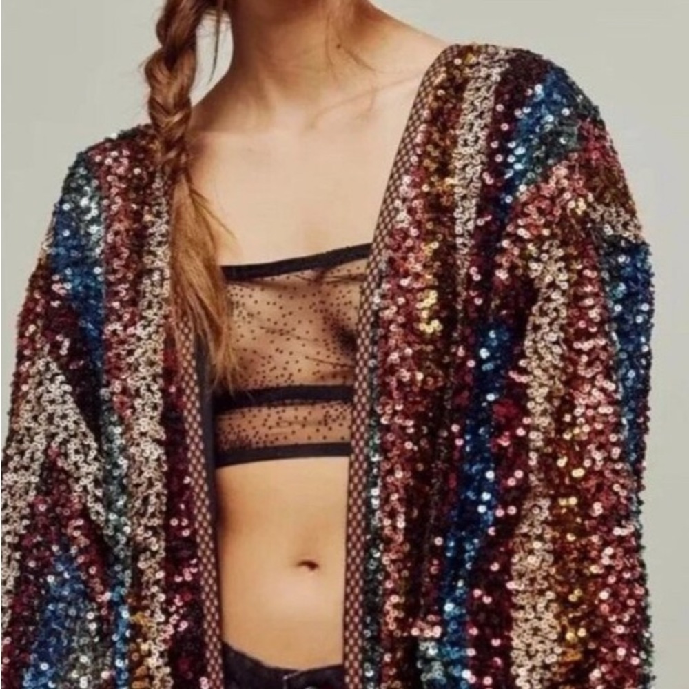Free People Multicolor Sequin Kimono Jacket - Picture 2 of 5